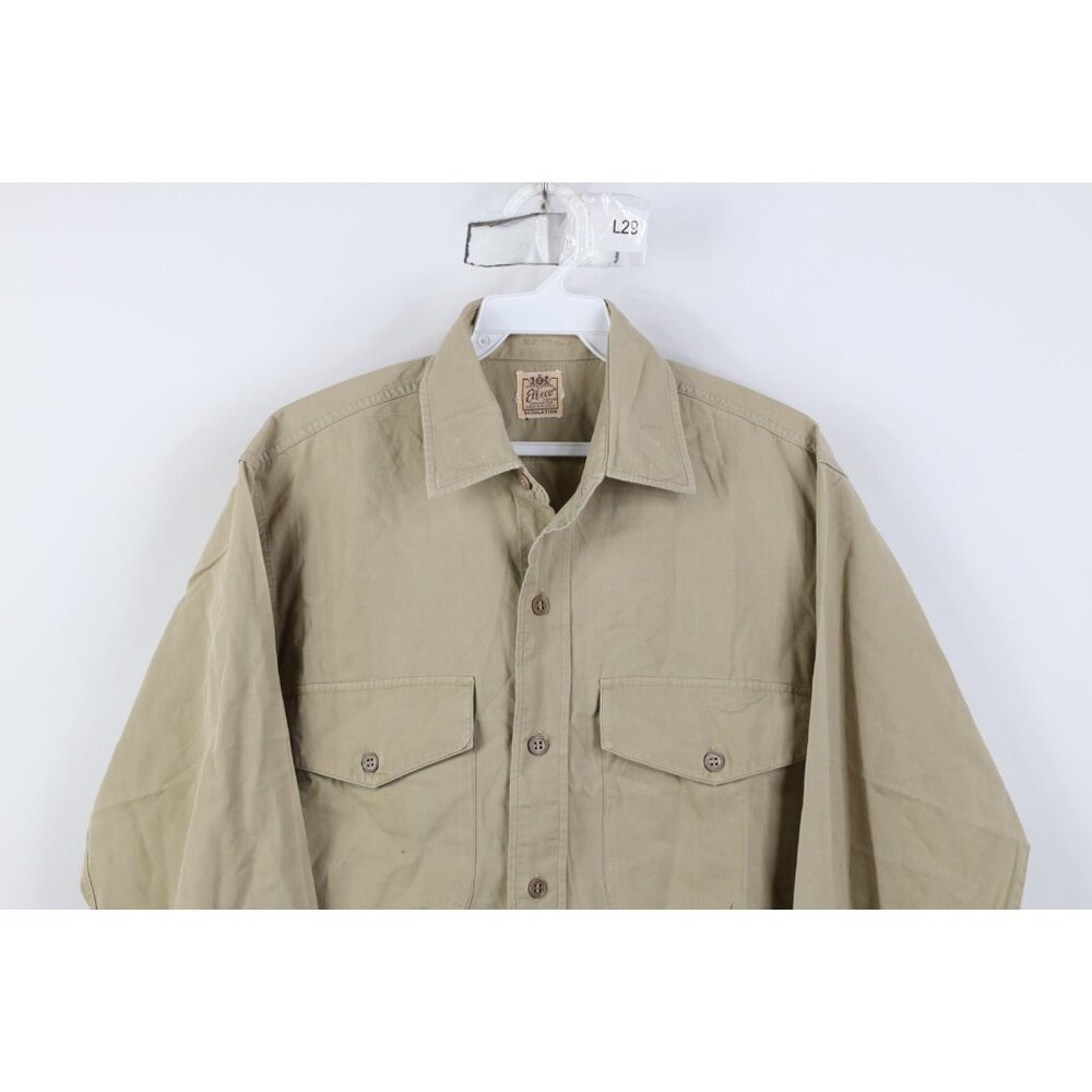 Vtg 40s 50s Elbeco Poplin Mens 15.5 Military Styl… - image 2